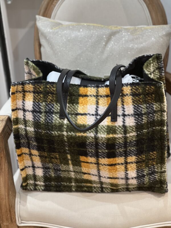 Sacs Bagolo - Kassiopea - Maxi a carreaux kaki et jaune tissu d'hivers