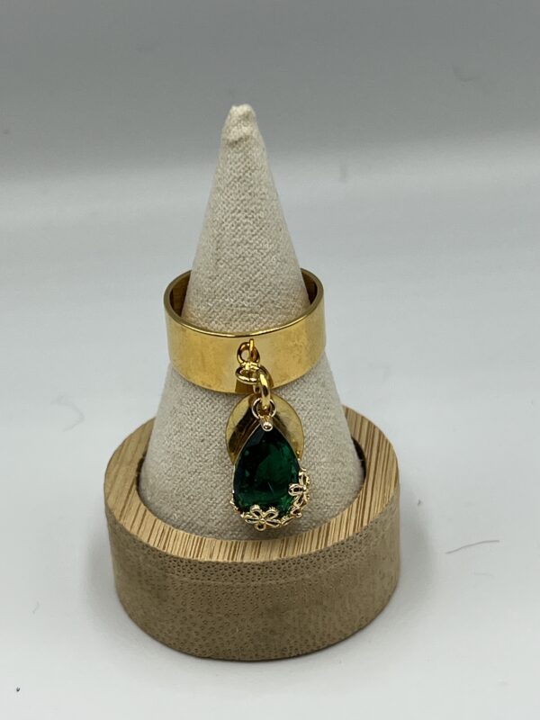 Ariane lespire - Bague reglable mini serti goutte cristal vert