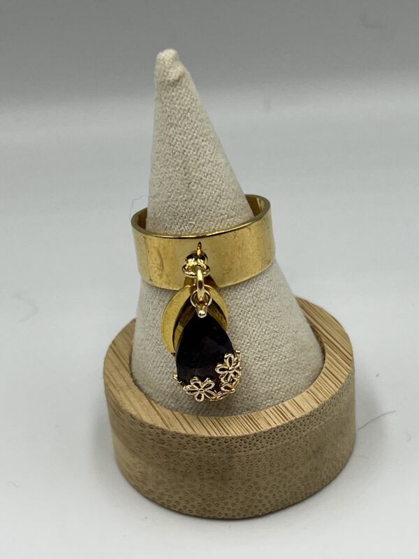 Ariane lespire - Bague reglable mini serti goutte cristal noir