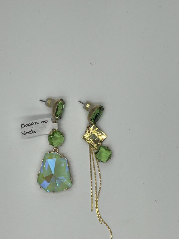 Ariane lespire - Boucles d'oreille asymetriques - verre facette degradé de vert