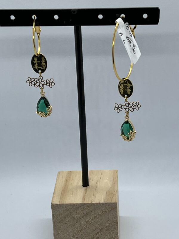 Ariane lespire - Boucles d'oreille asymetriques creoles cristal vert