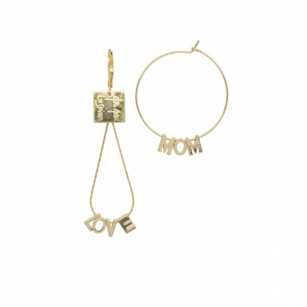 Ariane lespire - Boucles d'oreille asymetriques Creoles MOM LOVE