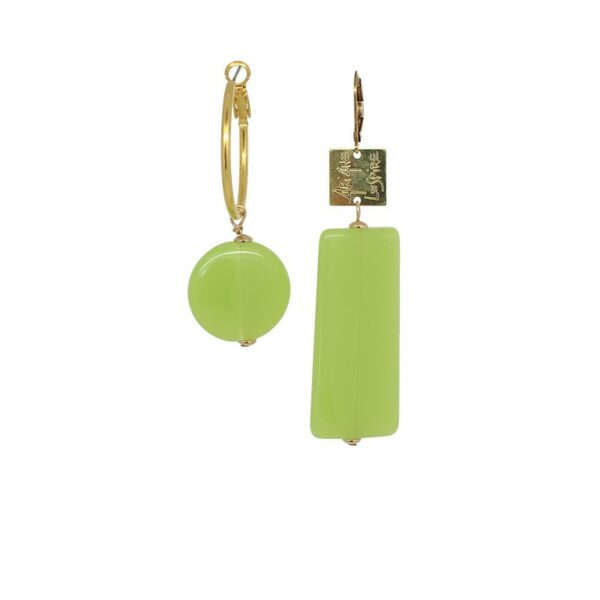 Ariane lespire - Boucles d'oreille asymetriques creoles resine vertes