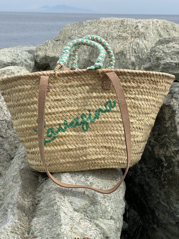 Panier Maud Fourier - panier personnalisé Lavasina vert turquoise