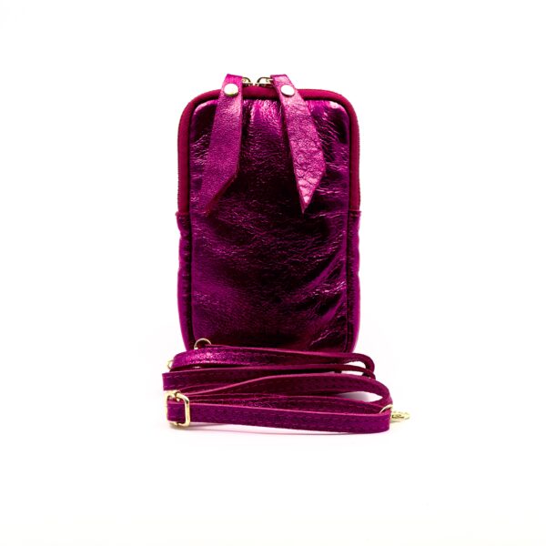 Doris maroquinerie - Pochette portable fushia irisé