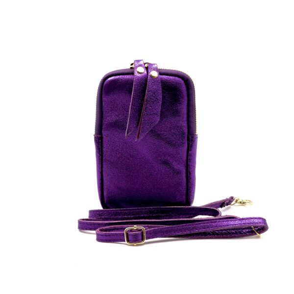 Doris maroquinerie - Pochette portable violet irisé