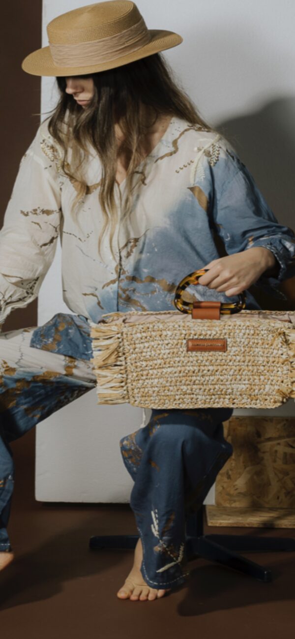 Panier - Alessia massimo - sac rapjia et semili cuir brown