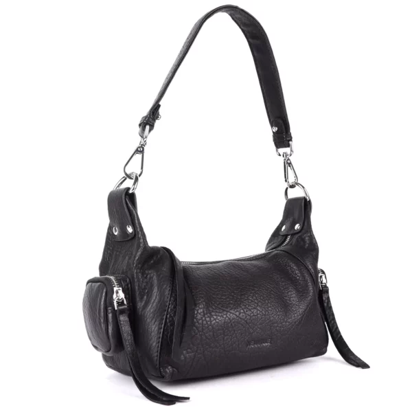 Neuville - Sac Jane en cuir noir avec poches – Image 5