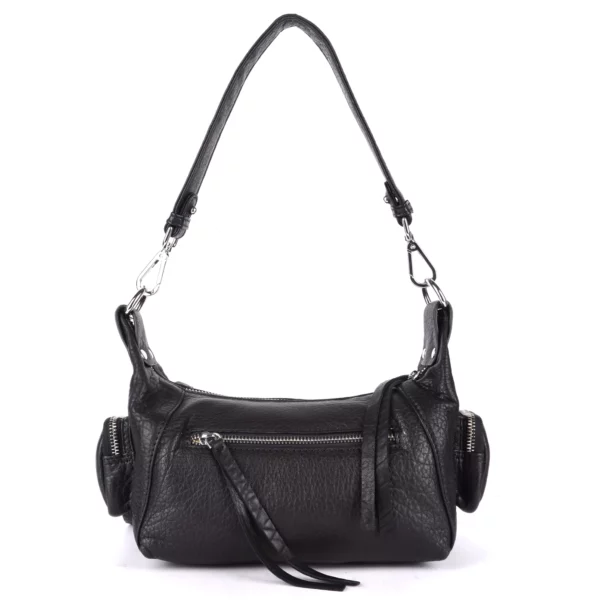 Neuville - Sac Jane en cuir noir avec poches – Image 4