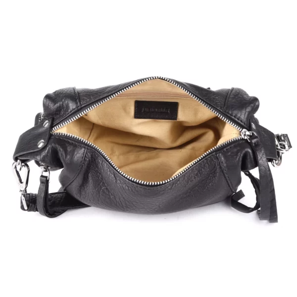 Neuville - Sac Jane en cuir noir avec poches – Image 2