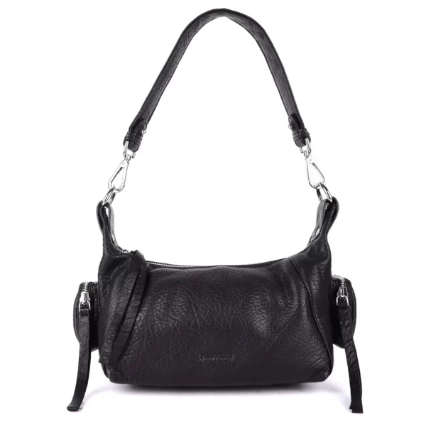 Neuville - Sac Jane en cuir noir avec poches