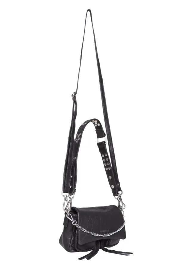 Neuville - Sac Mini a bandouliere cuir noir bulles – Image 2