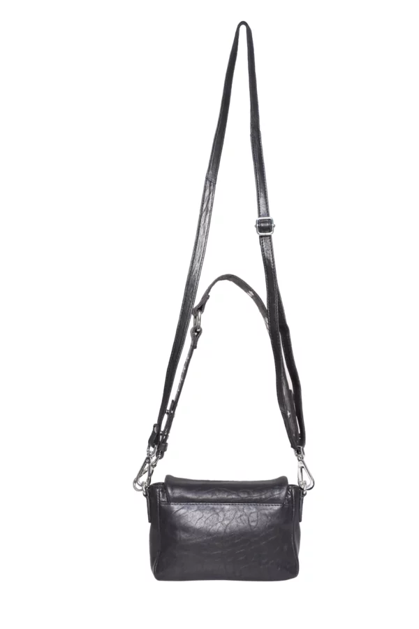 Neuville - Sac Mini a bandouliere cuir noir bulles – Image 4