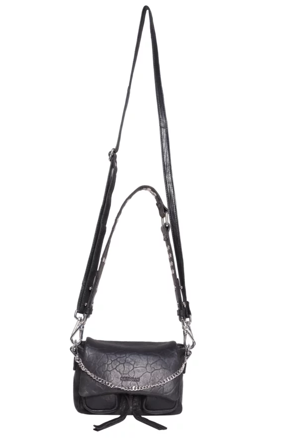 Neuville - Sac Mini a bandouliere cuir noir bulles