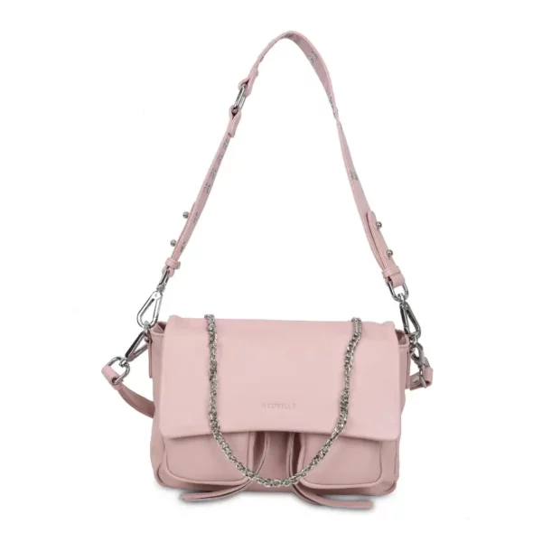 Neuville - Sac Maxke cuir rose pastel