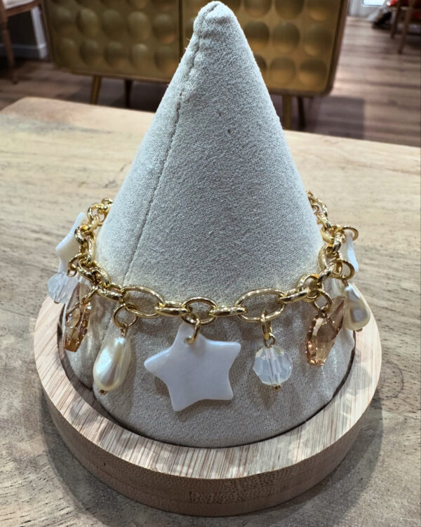 Sophie Goetsch - Bracelet élastique cristal couleur blanc collection sable blanc