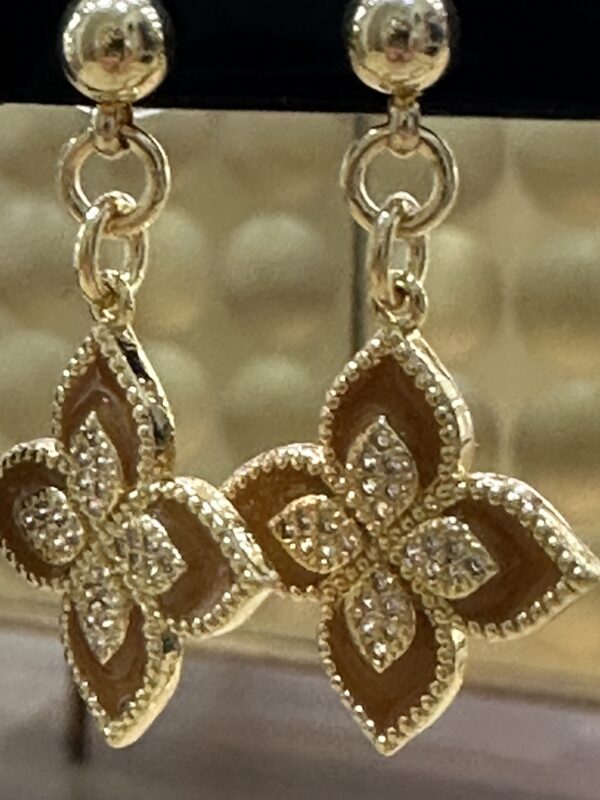Sophie Goetsch - Boucles d'oreilles fleur zirconium couleur miel