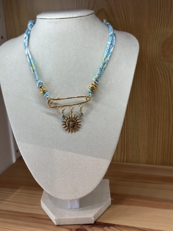 Monsens - Collier Safety Pins - Labradorite et turquoise