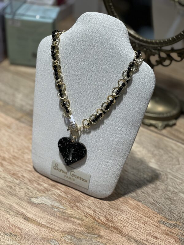 Sophie Goetsch - Collier gros maillons coeur central - collection Attache-moi
