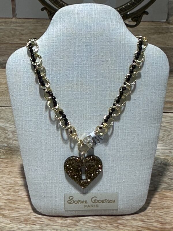 Sophie Goetsch - Collier gros maillons coeur central - collection Attache-moi – Image 2